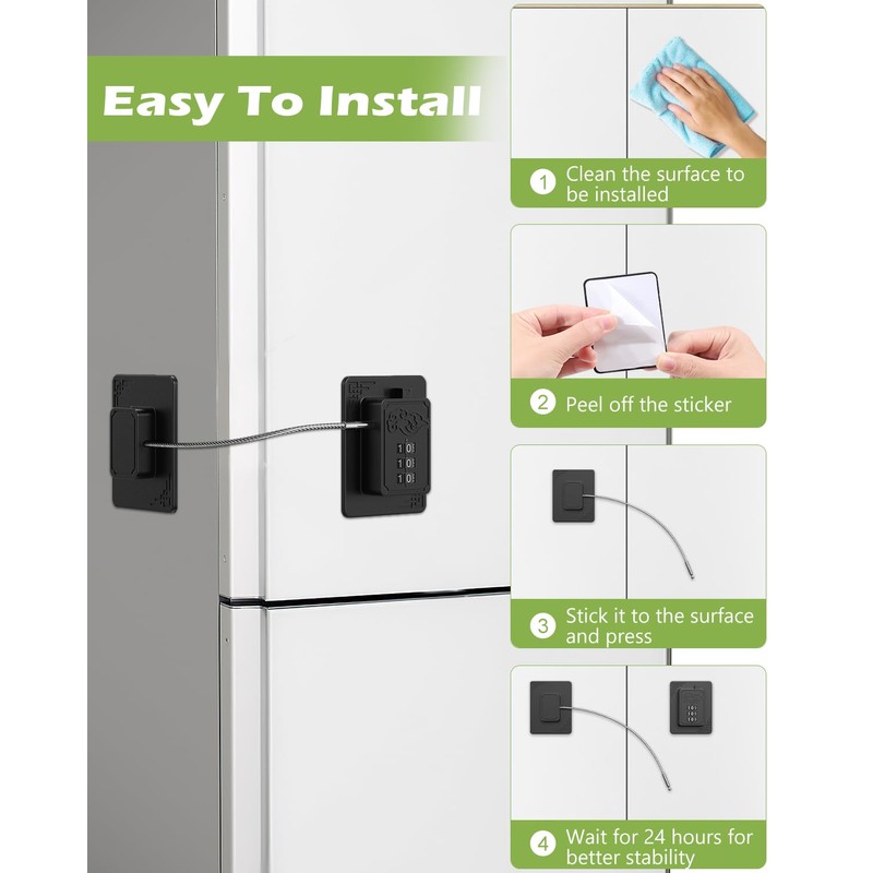 KeeKit Refrigerator Lock, Heavy Duty Fridge Lock, Combination Lock with