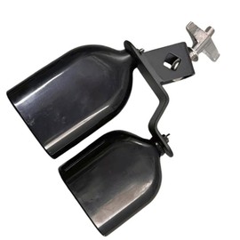 TUOREN Cowbell for Drum Set Double Mounted Bell High and Low Tones Jam Block Black Plastic Cowbell Percussion Block Instrument Accessories