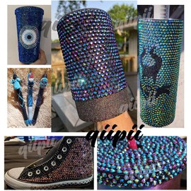 qiipii Black Purple AB Resin Rhinestones w B7000 Jewelry Glue for Bedazzling Crafting 3mm 4mm 5mm 6mm Flatback Jelly Stones Bulk Diamonds Gems Charms for Nails Face Makeup Tumblers Bottles DIY Crafts