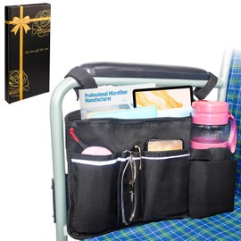 TONINT Wheelchair Pouch Side Pocket,Wheel Chair Cup Holder,Electric Wheelchair Accessories,Wheelchair Side Bag with Cup Holder,Bag For Wheelchair,Wheelchair Armrest Pouch Accessories