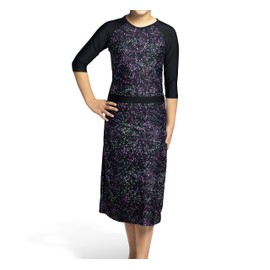 Girl Modest Tznius 3/4 Sleeve Swimdress, Beach Cover up UPF 50+ Sun Protection