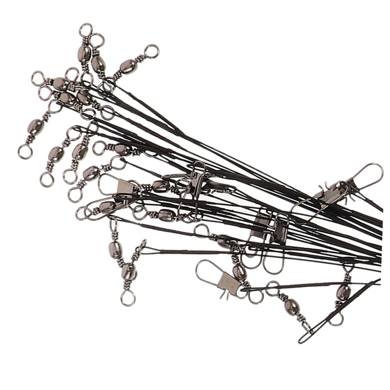 SUPVOX 30pcs Fishing Steel Wire Leaders Double Locking Snaps Biteresistant