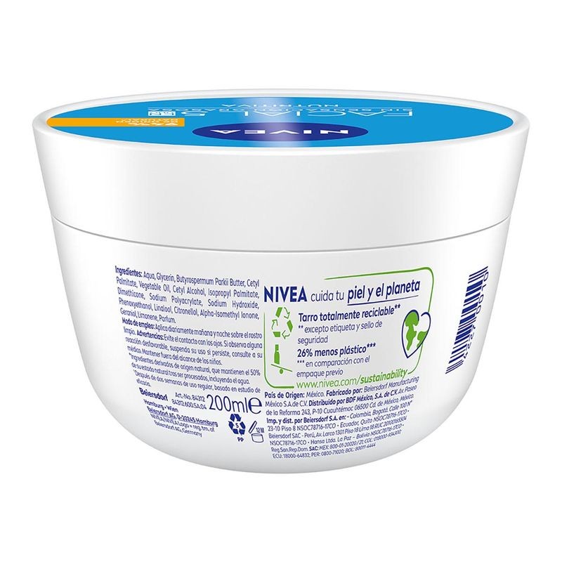 Crema Facial Hidratante NIVEA 5 En 1 Cuidado Nutritivo 200ml