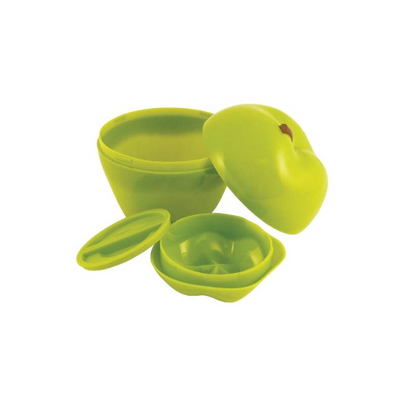 Hutzler Apple & Dip To-Go Lunch Snack Storage Container, Green