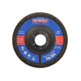 Faithfull Sanding Flap Disk Amuninium Oxide 40 Grit (Coarse) 115mm (4.5") For Angle Grinders