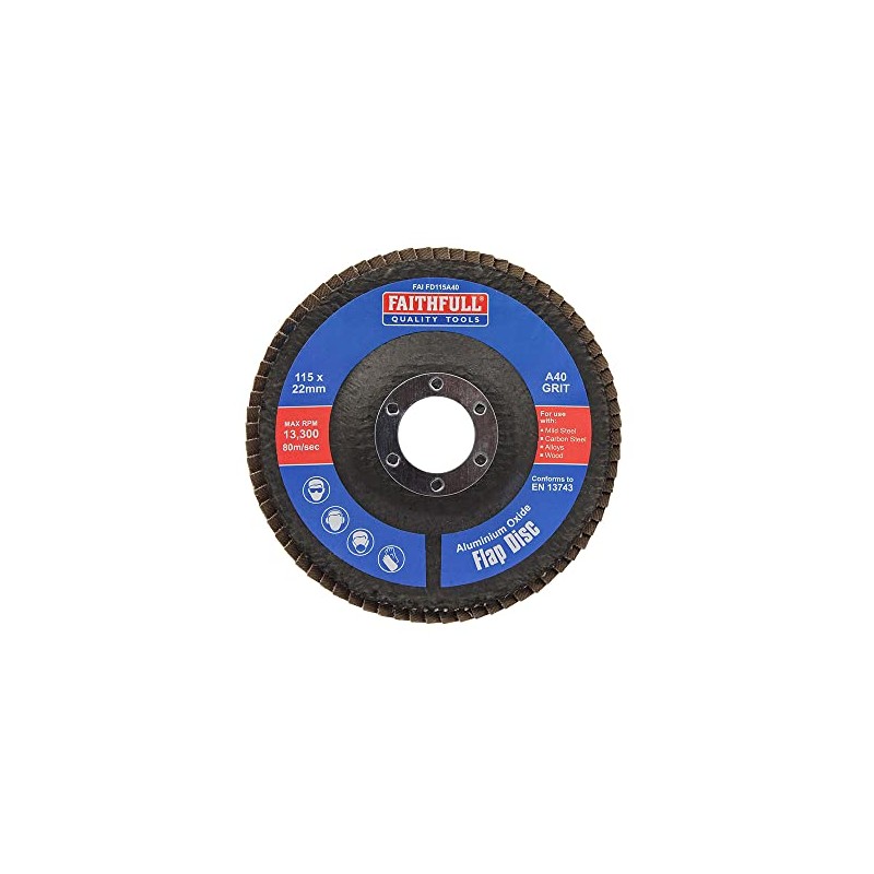 Faithfull Sanding Flap Disk Amuninium Oxide 40 Grit (Coarse) 115mm