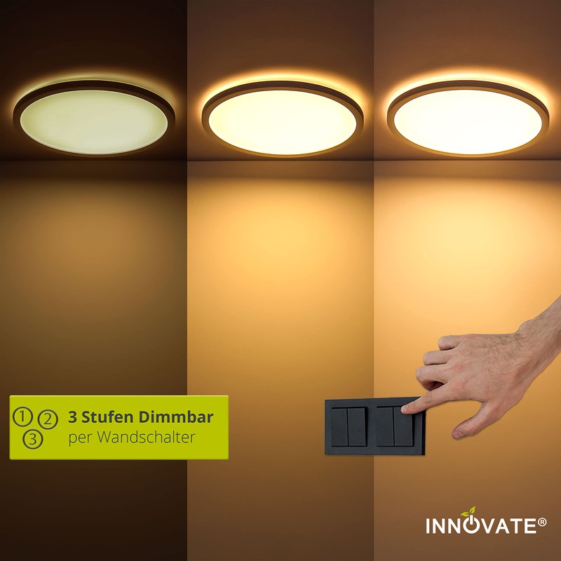 INNOVATE LED Ceiling Light Dimmable with Backlight - IP44 Dimmable