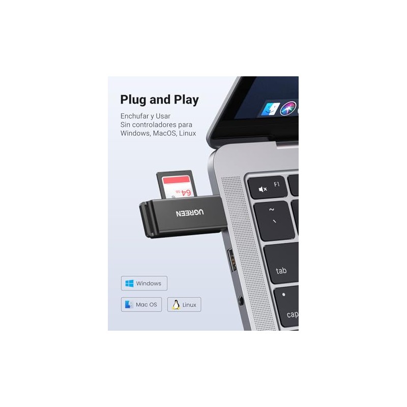 UGREEN Lector Tarjetas de Memoria USB 3.0, Compatible con TF