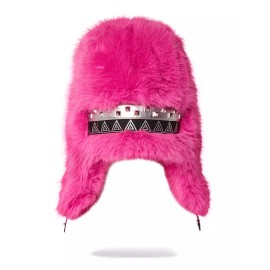 SPRAYGROUND A.I PINK BIG FUR CELESTIAL POWERS AERIAL SNDFLWR TRAPPER HAT HW409