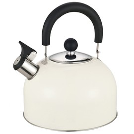 2.5L Stainless Steel Whistling Camping Kettle, Lightweight, Compact and Durable, Perfect for Camping Trips, Hiking, Cooking, Campsite, Campfire, BBQ, Walking Holiday, Glamping, Festival (Cream)