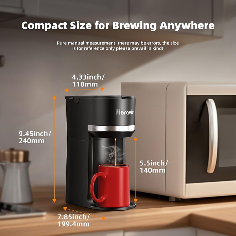 Horavie Mini Single Serve Coffee Maker for K Cup and