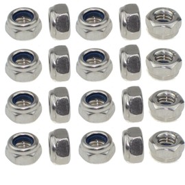 20PCS 316 Stainless Steel Hex Nut Nylock Locknuts A4-80 (20, M6-1.0 Screw Pitch)