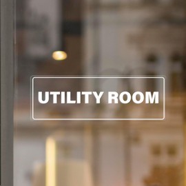 YIKIADA 10 Pack Utility Room Clear Sticker 9 × 3 Inches Transparent Decal Vinyl Waterproof Self Adhesive Sign for Business Home Store