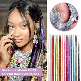Hair Tinsel Heat Resistant, 14 Colors Fairy Hair Tinsel Kit With Tools And Beads, 48 Inch Colorful Hair Glitter Strands, Tinsel Hair Extensions For Women Girls