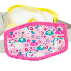 AMUSEPROFI Neoprene Diving Mask Strap Cover for Kids – Diving Mask Slap Straps - Neoprene Cover for Dive and Snorkel Masks, Pink-white, Medium