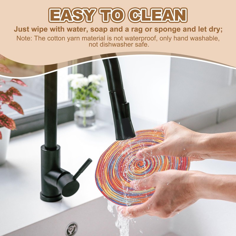 sourcing map 8 Pcs Round Woven Placemats, 7 Inch Braided