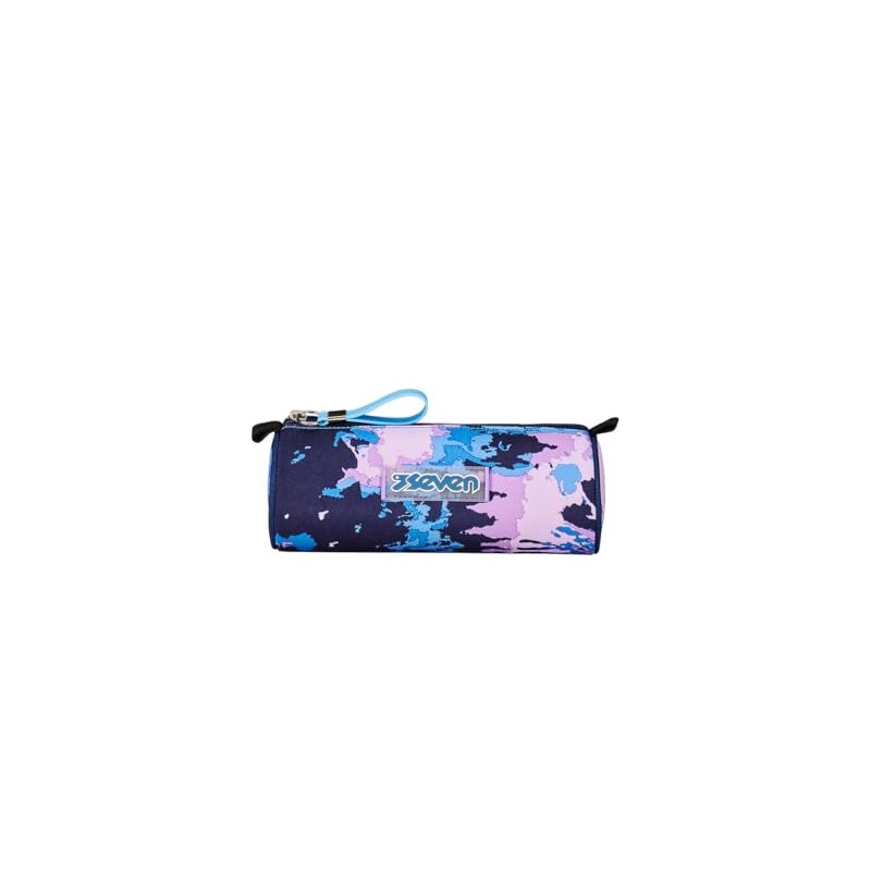 Seven Blue and Pink Pencil Case with One Compartment Zipper