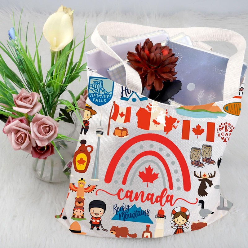 FEELMEM Canada Trip Tote Bag Canada Travel Reusable Shopping Bag