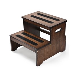 StrongTek Bed Step Stool for High Beds, Large Bamboo 2-Step Stool for Adults & Seniors, 400 lbs Heavy-Duty, Non-Slip Steps, Stable & Durable Wood Step for Bedroom or Bathroom