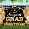 Graduation Backdrop 10x8ft Black and Gold Congrats Grad Photo Background