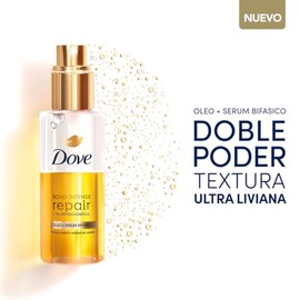DOVE Óleo + Sérum Bifásico para Cabello Bond Intense Repair. Con Textura Liviana y 7% Péptido Complex. Reduce 91% Puntas Abiertas y Controla el Frizz 