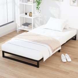 EMODA 7 Inch Twin XL Bed Frames No Box Spring Needed, Heavy Duty XL Twin Metal Platform Bed Frame, Noise Free, Easy Assembly, Black