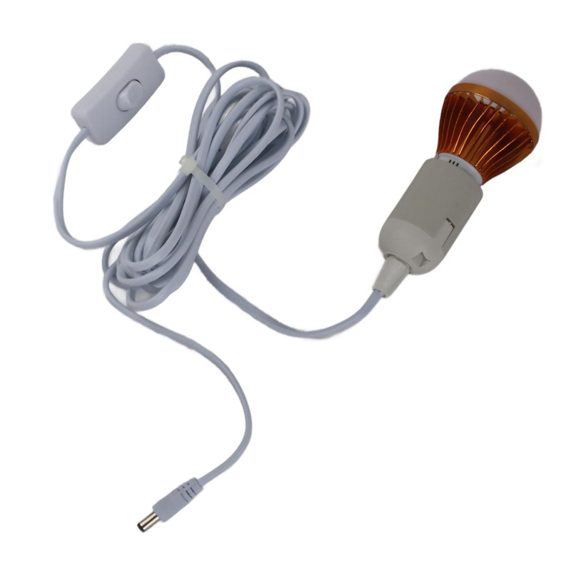 12V 5W Bulb E27 Spiral Bulb Lamp with DC Cable