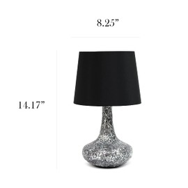 Simple Designs LT3039-BLK Mosaic Tiled Glass Genie Fabric Shade Table Lamp, Black (Pack of 4)