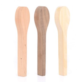 3Pcs Wood Carving Spoon Blank Unfinished Wooden Craft Whittling Kit for Whittler Starter Kids,Basswood +Walnut +Cherry