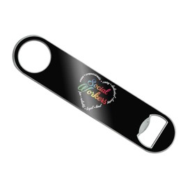 Graphics & More Social Worker Heart Stainless Steel Vinyl Covered Flat Bartender Speed Bar Bottle Opener
