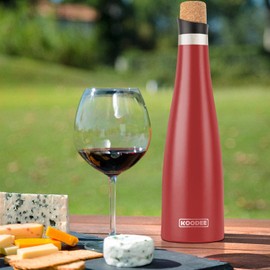 koodee Wine Bottle - 32 oz Insulated Stainless Steel Wine Bottle with Double Wall Vacuum Sealed Lids,for Wine Lovers Keeps Wine Cold for 24 Hours and Hot for 12 Hours (Red,1000ml)