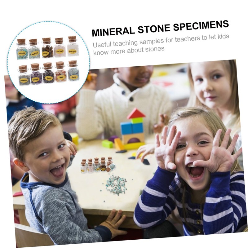 iplusmile Educational Stone Specimen Flask Collection 10pc Crystal Gemstone Wishing