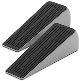 Premium Chrome Zinc Alloy Rubber Door Stop, Anti-Skid, Heavy Duty Door Stoppers for Floor with Superior Grip for All Floor Types, Door Wedges Indoors, 2 Pack