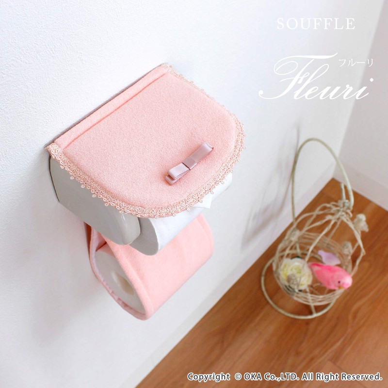 OKA Paper Holder Cover, Pink, Approx. 13.4 x 6.7 x