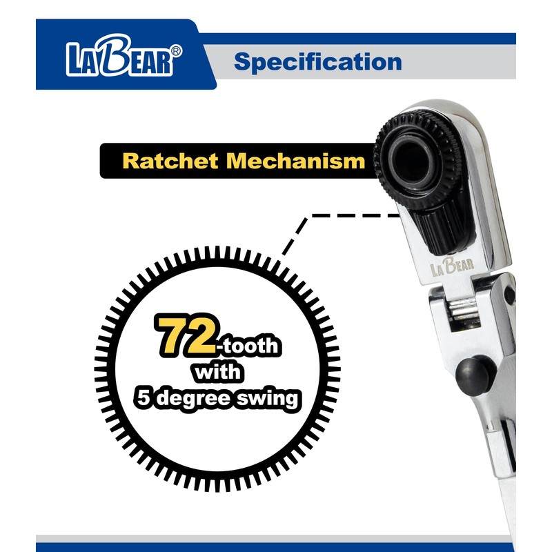 LABEAR - Flat End Flex Head EDC Ratchet Wrench Set