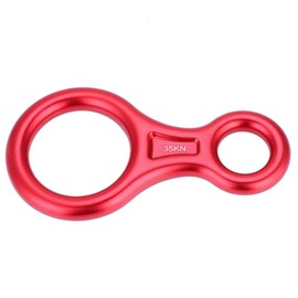 Tbest Climbing 8 Ring Terminal 8 Descender, 35KN Heavy Duty Climb Aluminum Figure 8 Descender Rigging Plate, Outdoor Rappel Rock Climbing Rescue Gear Downhill Ring Equipment Belay Device(Red)