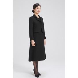 SYOKYO Women's Black Formal Mourning Dress Set, Tailored Jacket, Women's, All Seasons, Washable, Ensemble, Dress-Up, Black