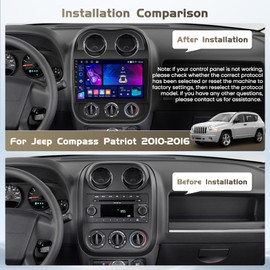 Car Radio for Jeep Compass Patriot 2010-2016, Android 15 Car Stereo Wireless Carplay, 10.1 inch Touch Screen with Android Auto 5G WiFi GPS Bluetooth 5.0 1280 * 720 4+64G