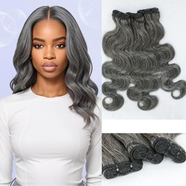 Salt and Pepper Bundles Human Hair 18 18 18 Inch Grey Body Wave Human Hair White Gray 3 Bundles Human Hair Extensions 100% Unprocessed 12A Brazilian Hair for Black Women