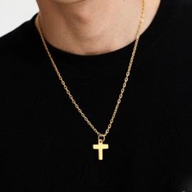 To My Son Necklace From Dad Gold Cross Necklace for Men Cross Pendant Jewelry Stainless Steel Chain Inspirational Birthday Gifts for Son From Mom