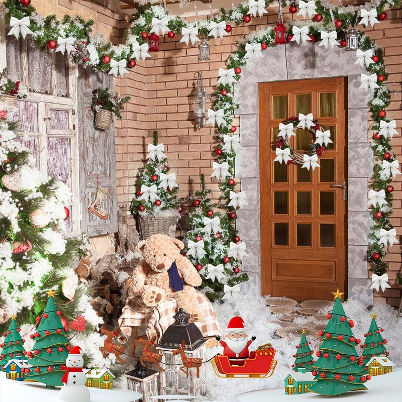 ACTOYS Pack of 10 Glitter Christmas Tree Bows, Gift Bows,