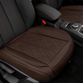 2 Pack Car Seat Cover for Front Car Seat Bottom,Premium PU Leather Seat Cushion Protector Upgraded Without Backrest with Storage Pocket,Full Wrapping Edge Works with Sedan SUV Pickup Minivan (Z BROWN)