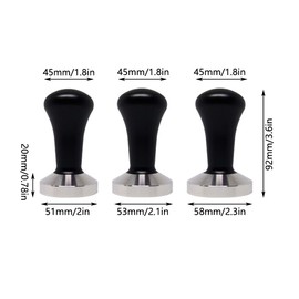 53mm Barista Espresso Tamper Coffee Tamper Coffee Press Tamper Tamper Black Aluminium Handle for Cafe Stainless Steel Flat Base