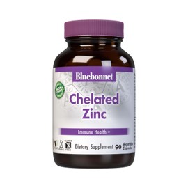 Bluebonnet Nutrition Albion Chelated Zinc, For Immune Health & Enzyme Function*, Soy-Free, Gluten-Free, Non-GMO, Kosher Certified, Dairy-Free, Vegan, 90 Vegetable Capsules, 90 Servings