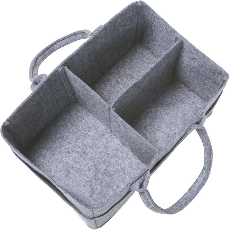 Sammy & Lou Collapsible Light Gray Felt Storage Caddy, Divided