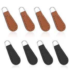 Ymapinc Detachable Replacement Leather Zipper Pull，8 PCS Universal Zippers Repair Kit Zipper Pulls for Purses Black Leather for Luggage Backpacks Suitcases Jackets Purses Slider & Stopper Accessories