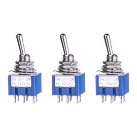 DIAO79NI 3 Way SPDT Guitar Mini Toggle Switch 6 Pin ON/Off/ON Selector, Blue (Set Of 3)
