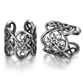MORGAN & PAIGE .925 Sterling Silver Oxidized Celtic Knot Ear Cuff Silver Earrings - Non Piercing Ear Cuffs Cartilage Earrings for Women, Silver Ear Clips Hypoallergenic Jewelry 1/2"