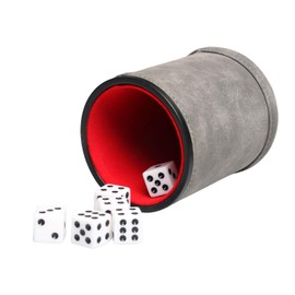 RERIVER Leatherette Dice Cup Set with 6 Dices, Felt Lining Inside Quiet for Playing Liars Dice Farkle Board Games