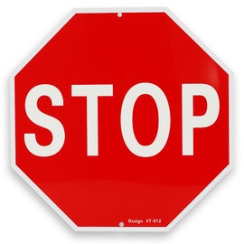 Red STOP Sign Wall Art, 12x12 Inch Aluminum, UV Printed, Street Style Decor, Garage & Man Cave, Safety Traffic Symbol, Indoor & Outdoor Decorative